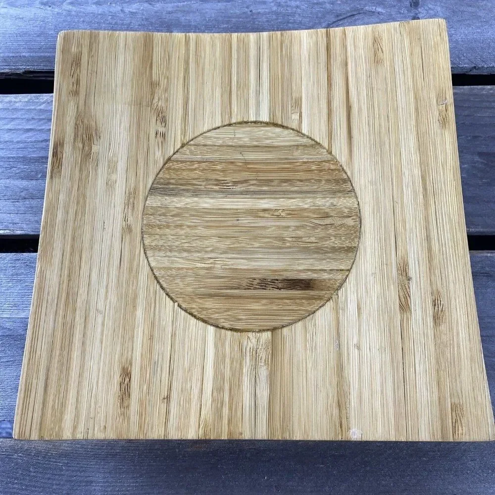 Japanese Style Bamboo Square Plate Natural Solid Wood 8X8 in